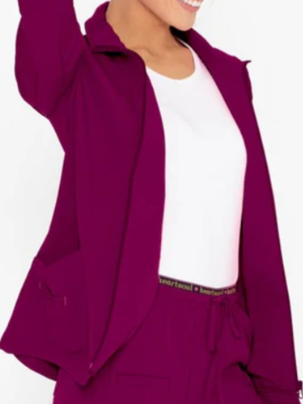 HeartSoul Break On Through Women's Hoodie Warm Up Solid Scrub Jacket